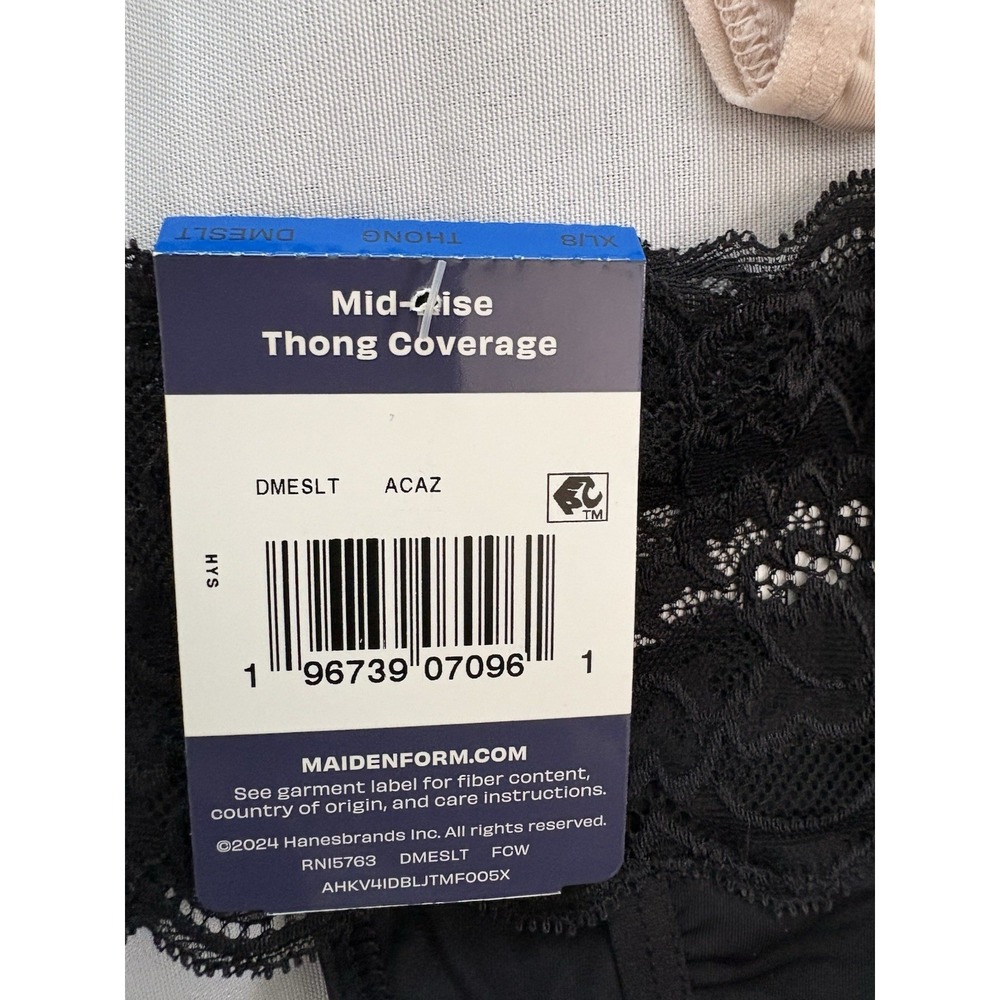 NEW Maidenform Soft Stretch Lace Thong  Xlarge Thong DMESLT 3 Pair Thongs Multi - Picture 8 of 10